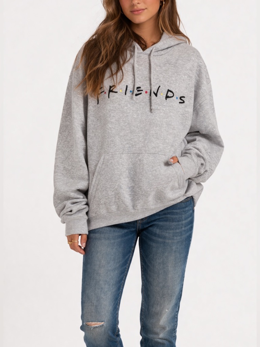 H&M Light Gray 'FRIENDS' Logo Hooded Sweatshirt